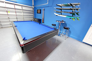 Wall mounted garage surfboard racks powder coated black to hold 4 surfboards or mal 
